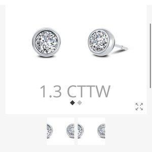 Brand new never worn 1.3 ct LaFonn simulated diamond studs in platinum.